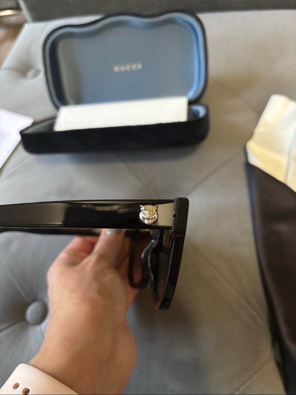 Gucci Black Square Sunglasses for women with Gradient Lenses - Picture 6 of 8